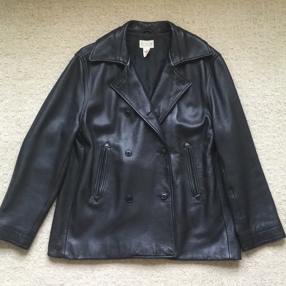 J. Crew Leather Pea Coat Women’s Medium